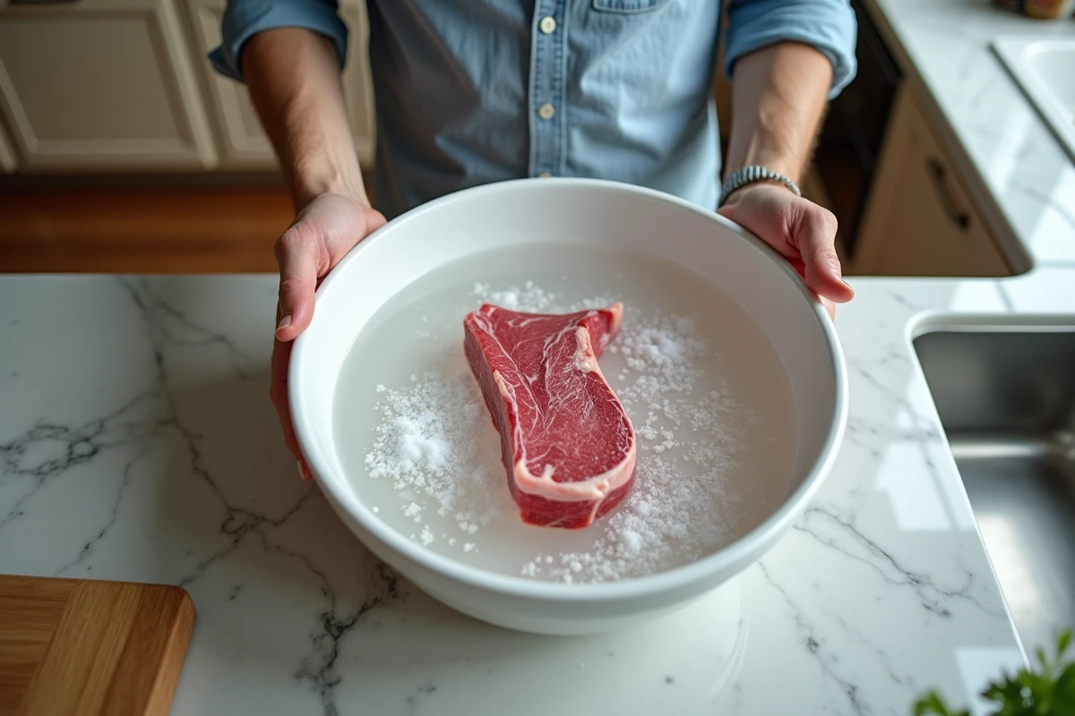 Jeune homme préparant une langue de boeuf dans un bol